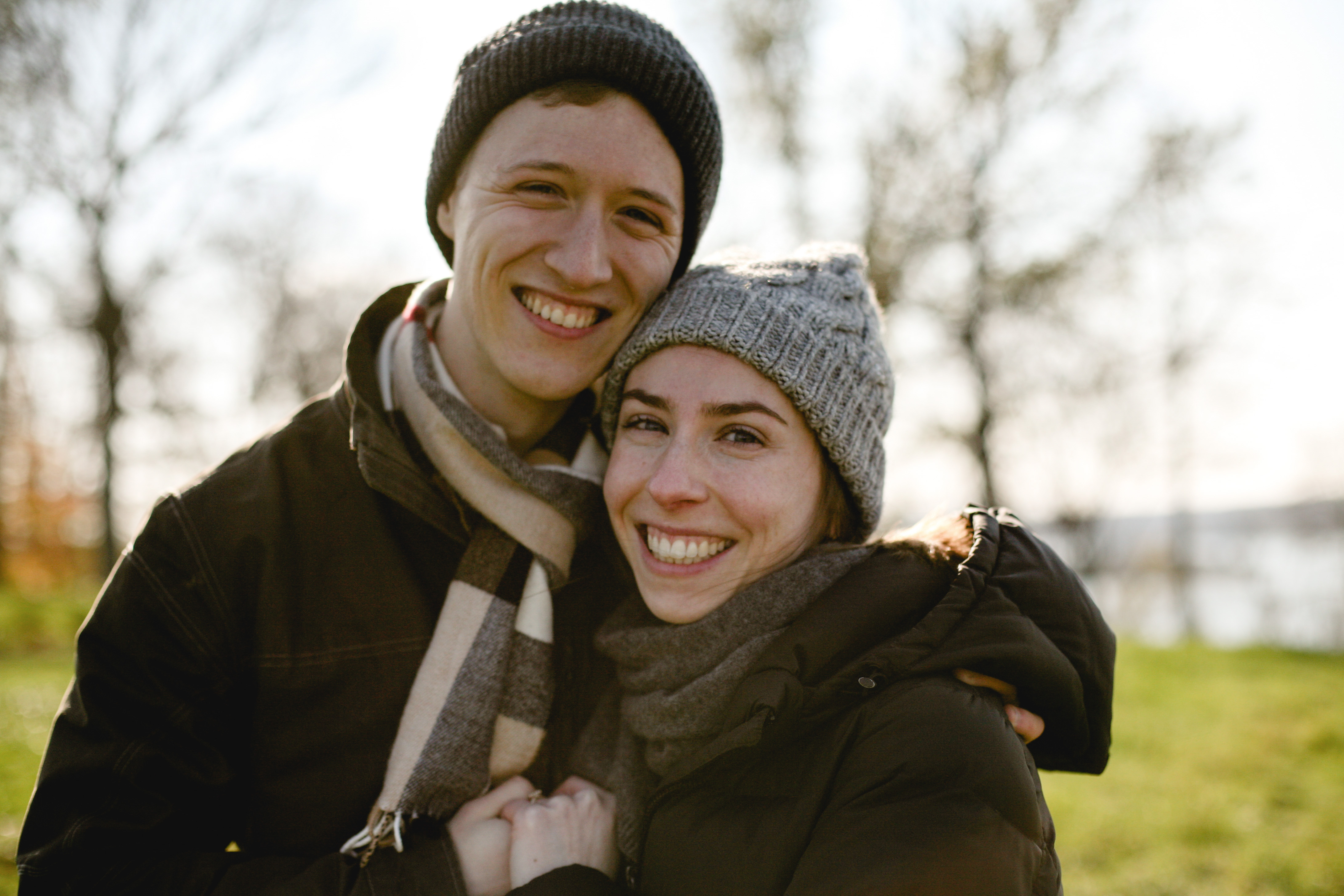 A portrait of James and Maddie on the day they got engaged